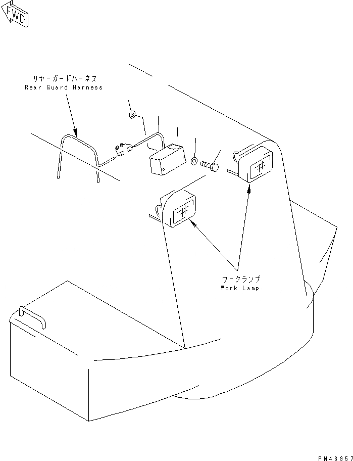 Схема запчастей Komatsu WA450L-3 - КАПОТ (СИГНАЛ ЗАДНЕГО ХОДА) ЧАСТИ КОРПУСА