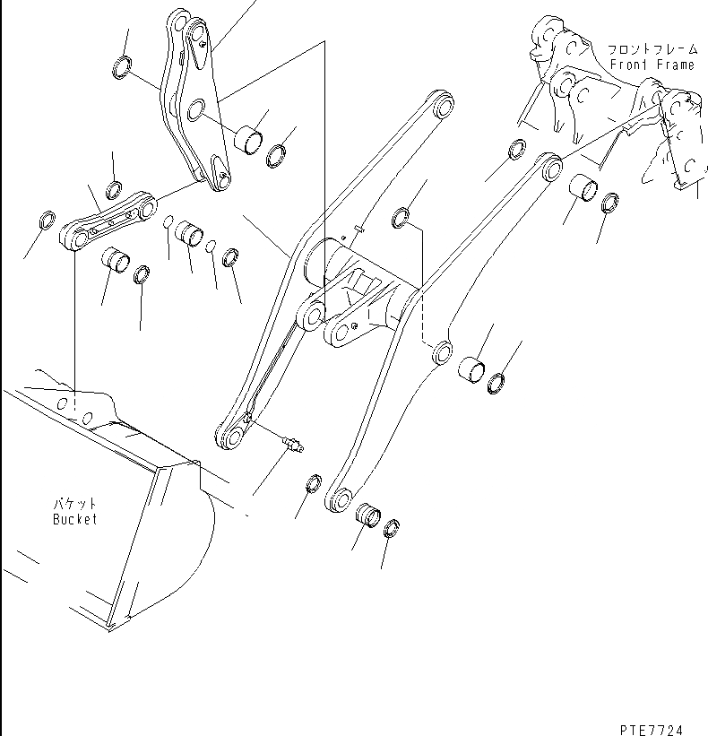 Схема запчастей Komatsu WA450L-3 - РУКОЯТЬ И КОЛЕНЧАТЫЙ РЫЧАГ (С АВТОМАТИЧ. СМАЗКОЙ СИСТЕМА) РАБОЧЕЕ ОБОРУДОВАНИЕ