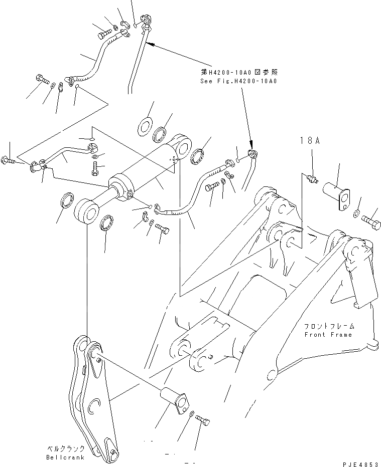 Схема запчастей Komatsu WA450L-3 - ГИДРОЦИЛИНДР КОВША (ТРУБЫ И КРЕПЛЕНИЕ) РАБОЧЕЕ ОБОРУДОВАНИЕ