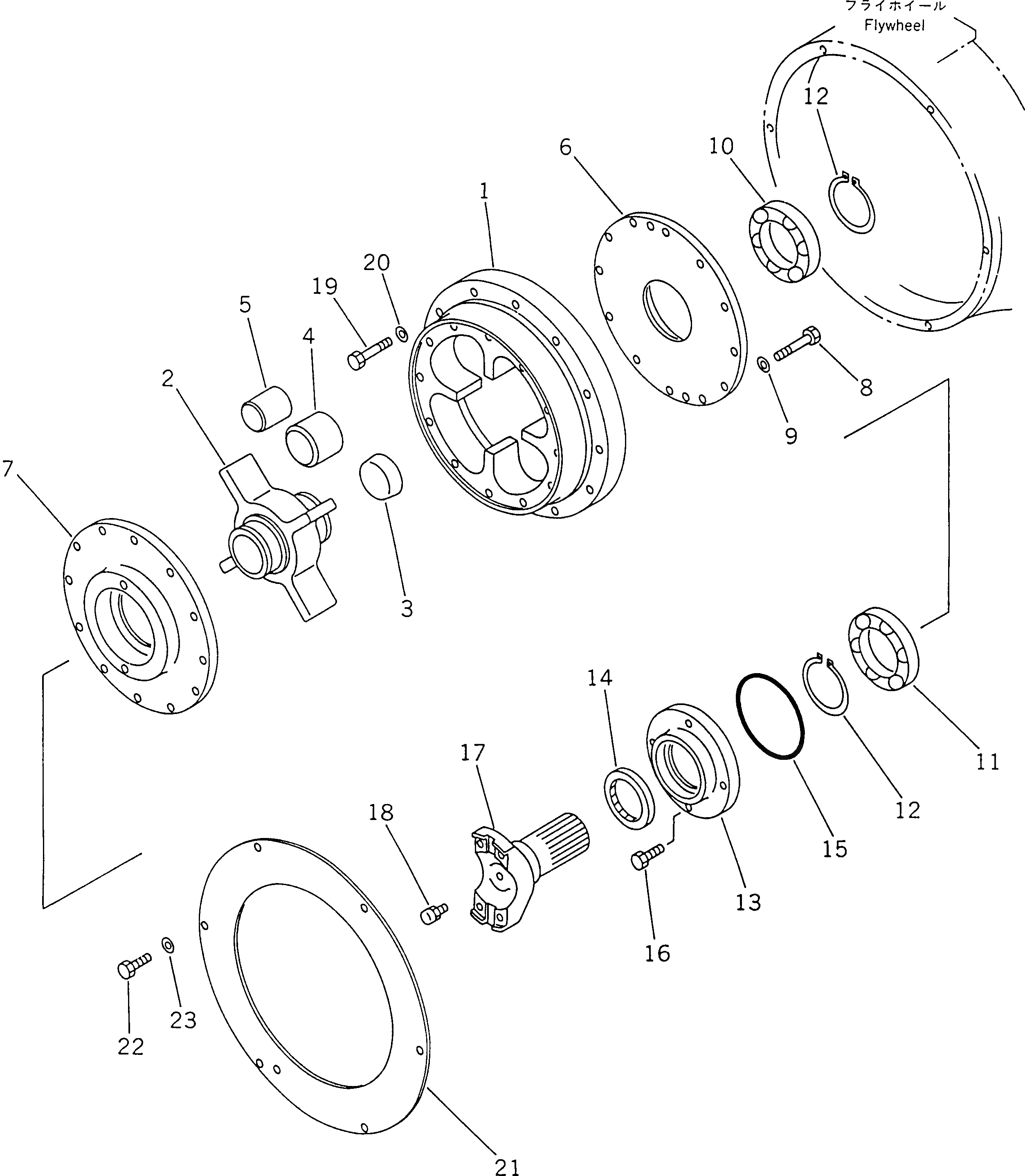Схема запчастей Komatsu WA470-1 - ДЕМПФЕР ГИДРОТРАНСФОРМАТОР И ТРАНСМИССИЯ