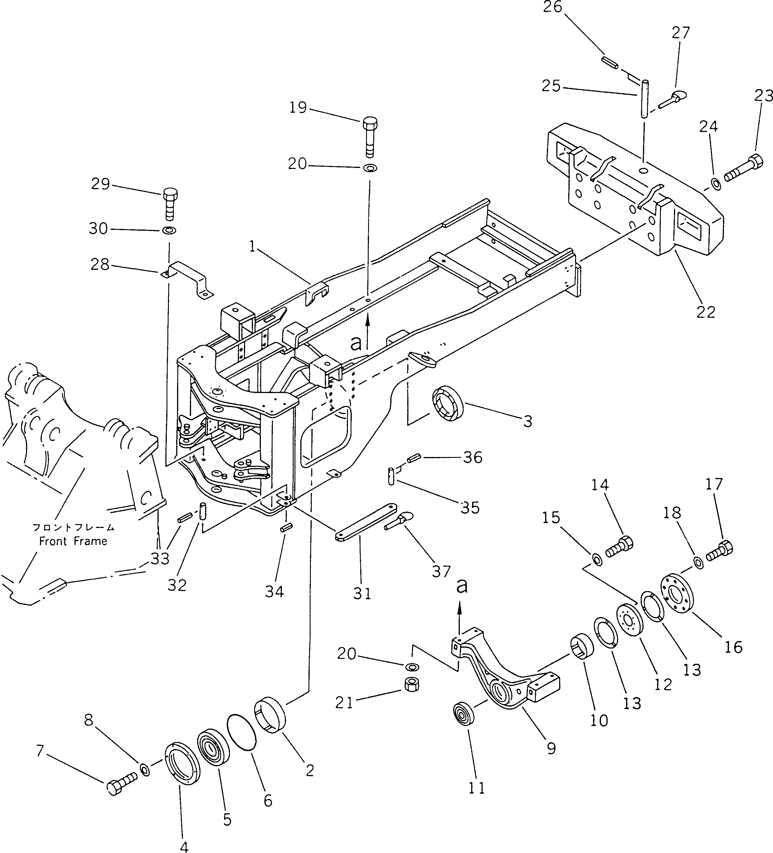 Схема запчастей Komatsu WA470-1 - ЗАДН. РАМА РАМА И ЧАСТИ КОРПУСА