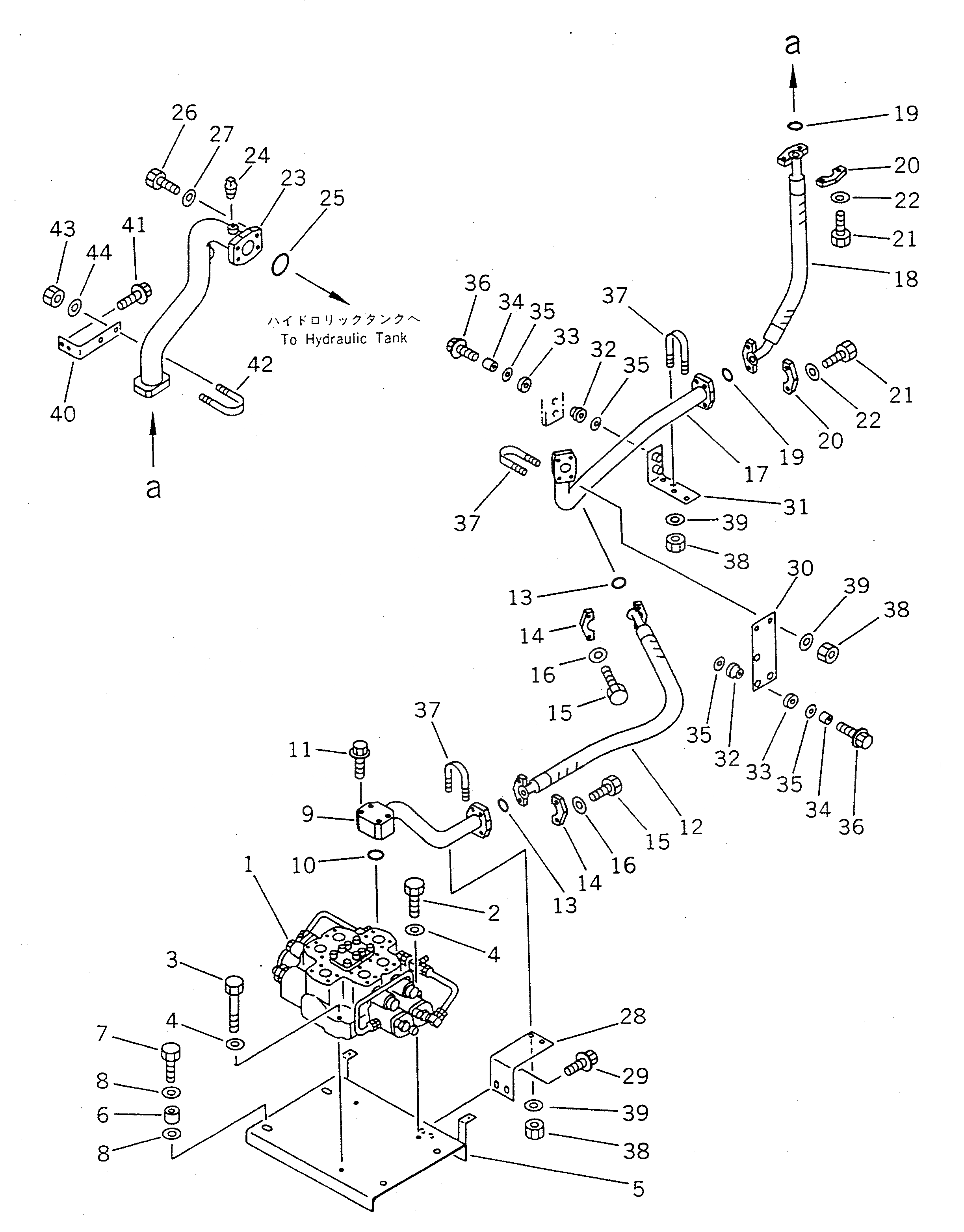 Схема запчастей Komatsu WA470-1 - ГИДРОЛИНИЯ (КЛАПАН - БАК) УПРАВЛ-Е РАБОЧИМ ОБОРУДОВАНИЕМ