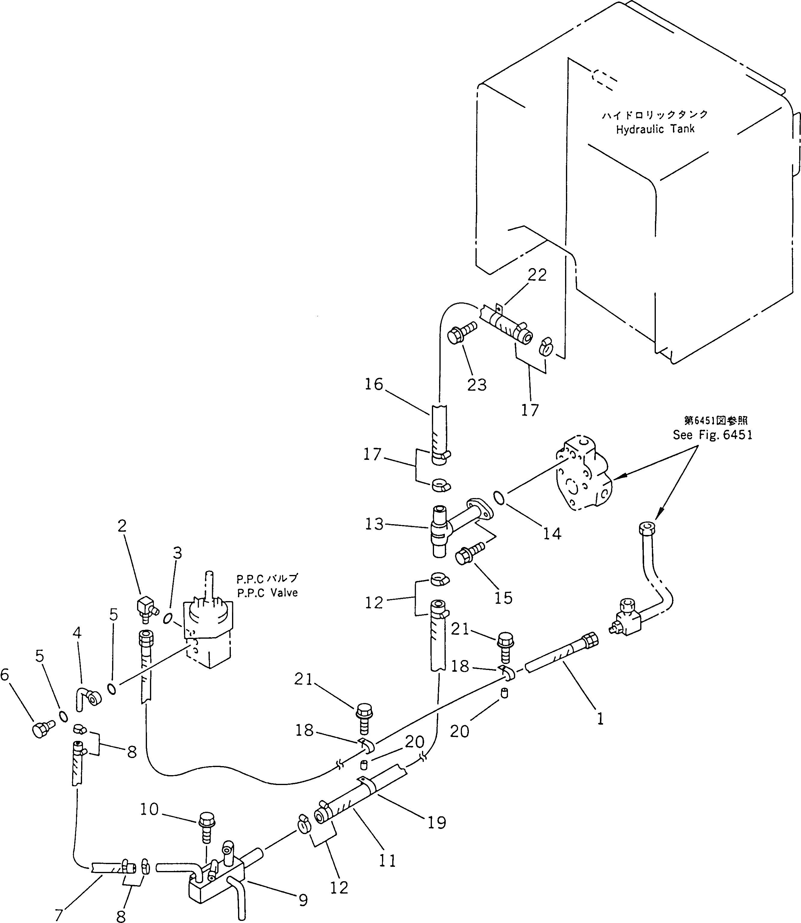 Схема запчастей Komatsu WA470-1 - ГИДРОЛИНИЯ (ЛИНИЯ КЛАПАНА PPC /) УПРАВЛ-Е РАБОЧИМ ОБОРУДОВАНИЕМ