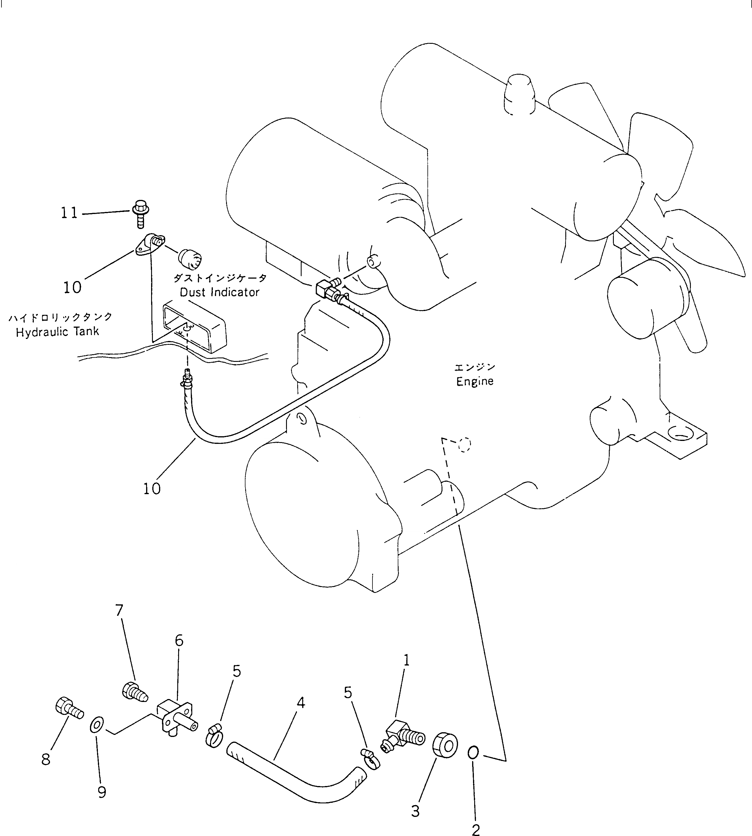 Схема запчастей Komatsu WA470-1 - ДРЕНАЖ МАСЛА И ИНДИКАТОР ПЫЛИ (TBG/ABE СПЕЦ-Я.) СПЕЦ. APPLICATION ЧАСТИ