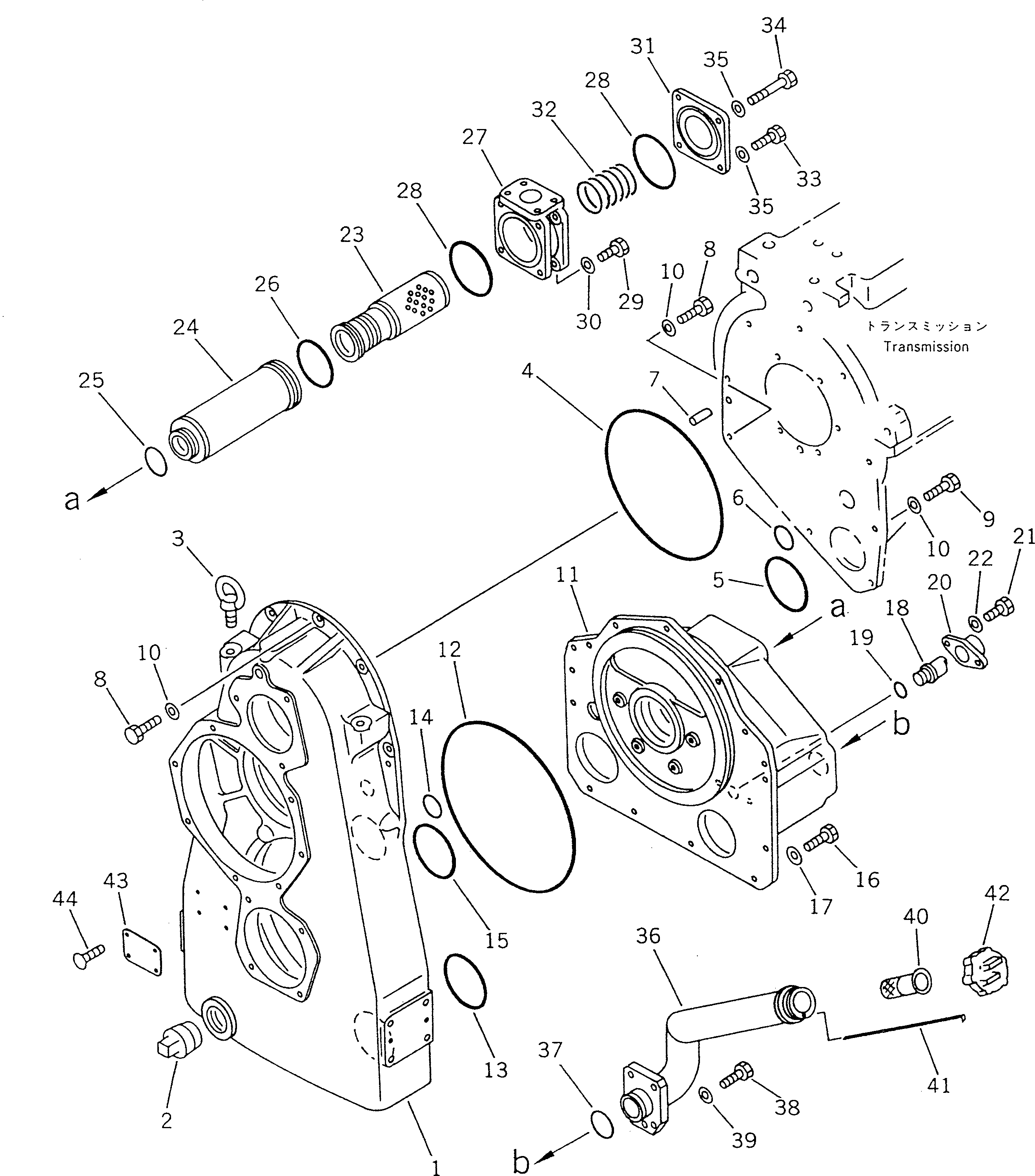 Схема запчастей Komatsu WA470-1 - КОРПУС ПЕРЕДАЧИ(№-()) ГИДРОТРАНСФОРМАТОР И ТРАНСМИССИЯ