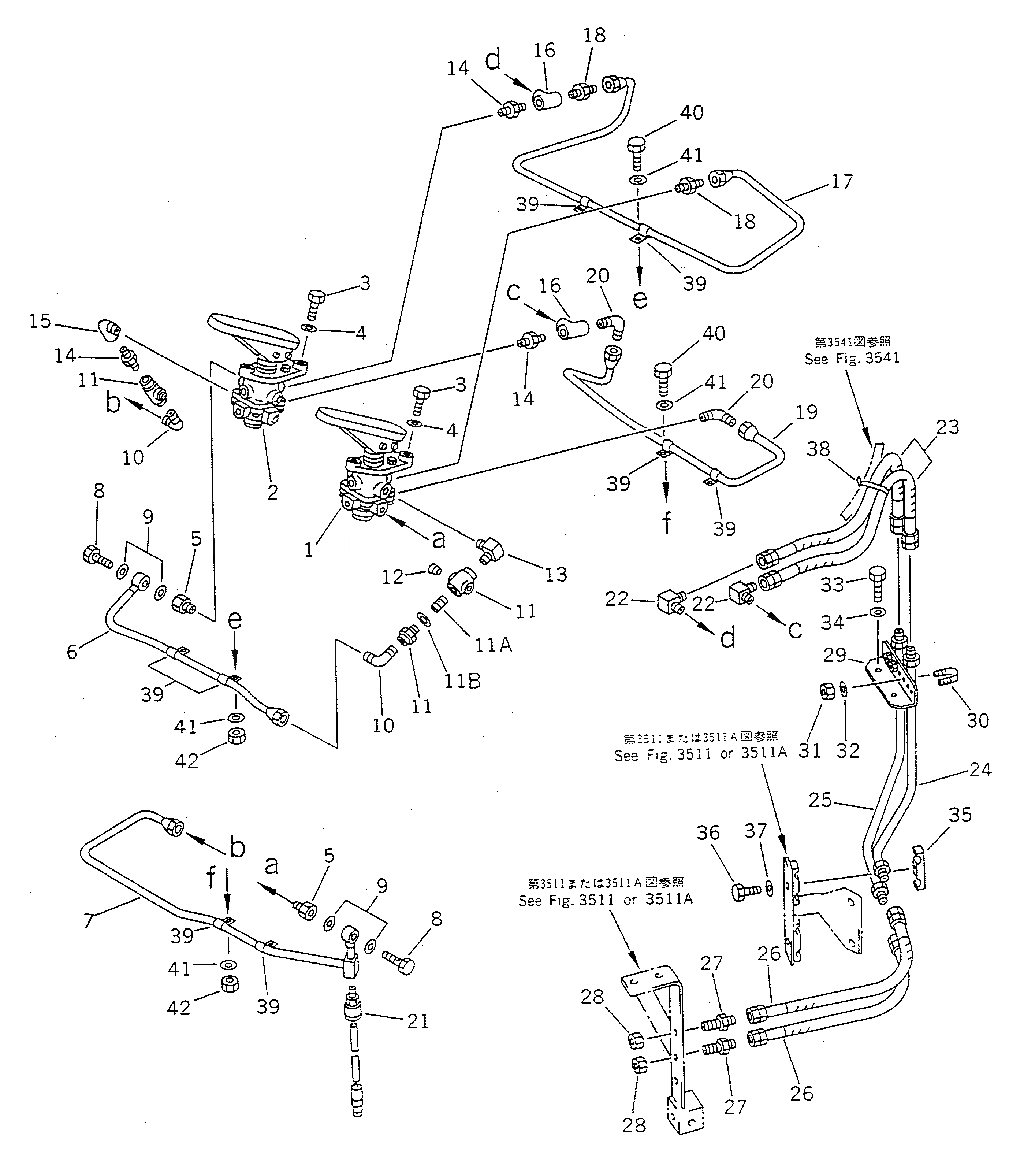 Схема запчастей Komatsu WA470-1 - ВОЗДУХОВОД (СУХ. БАК - КЛАПАН ПЕДАЛИ)(№-9999) ВЕДУЩ. ВАЛ¤ ДИФФЕРЕНЦ. И КОЛЕСА