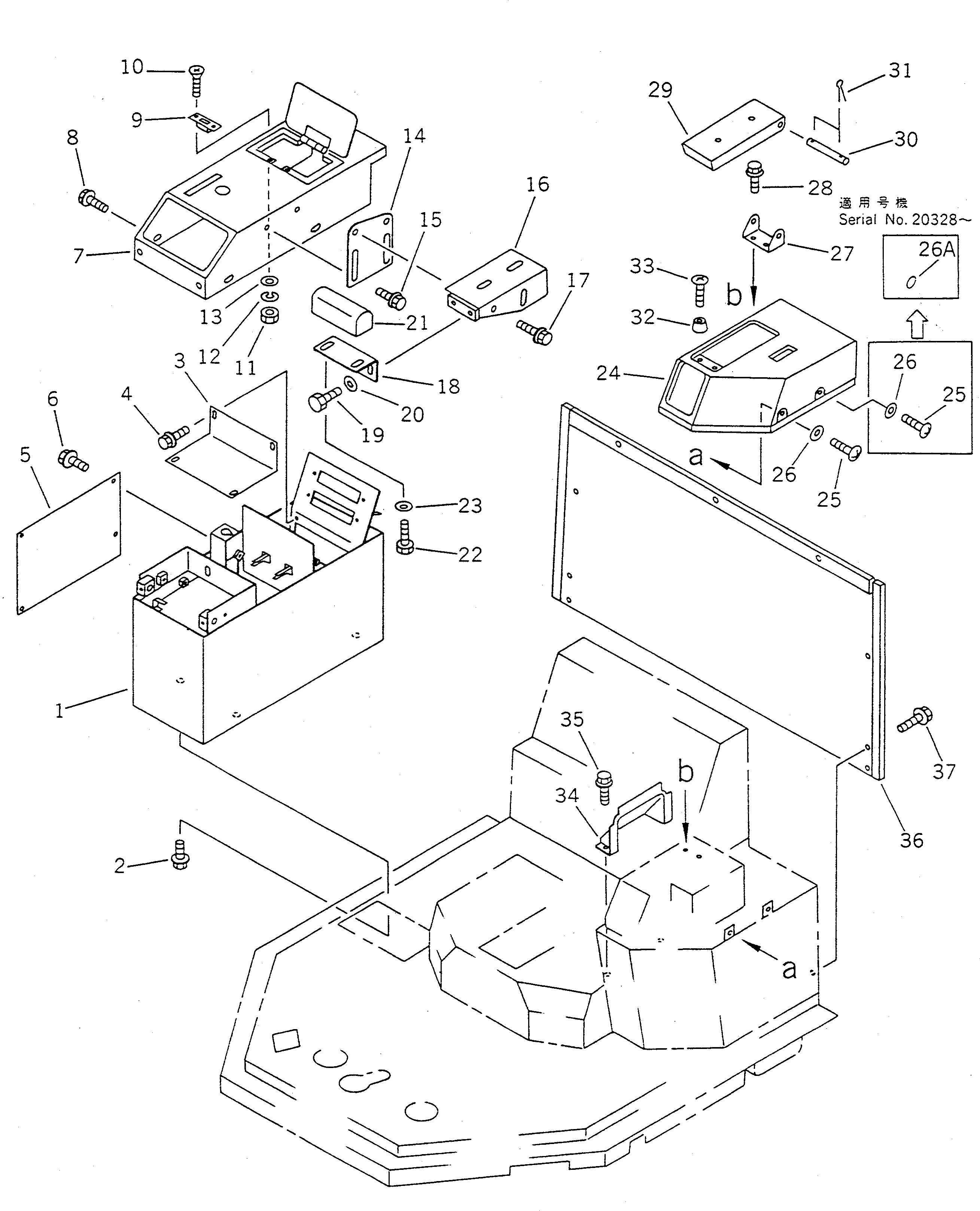 Схема запчастей Komatsu WA470-1 - КОНСОЛЬН. БЛОК (С КОНДИЦИОНЕРОМ ИЛИ ОБОГРЕВАТЕЛЬ.)(№-) РАМА И ЧАСТИ КОРПУСА