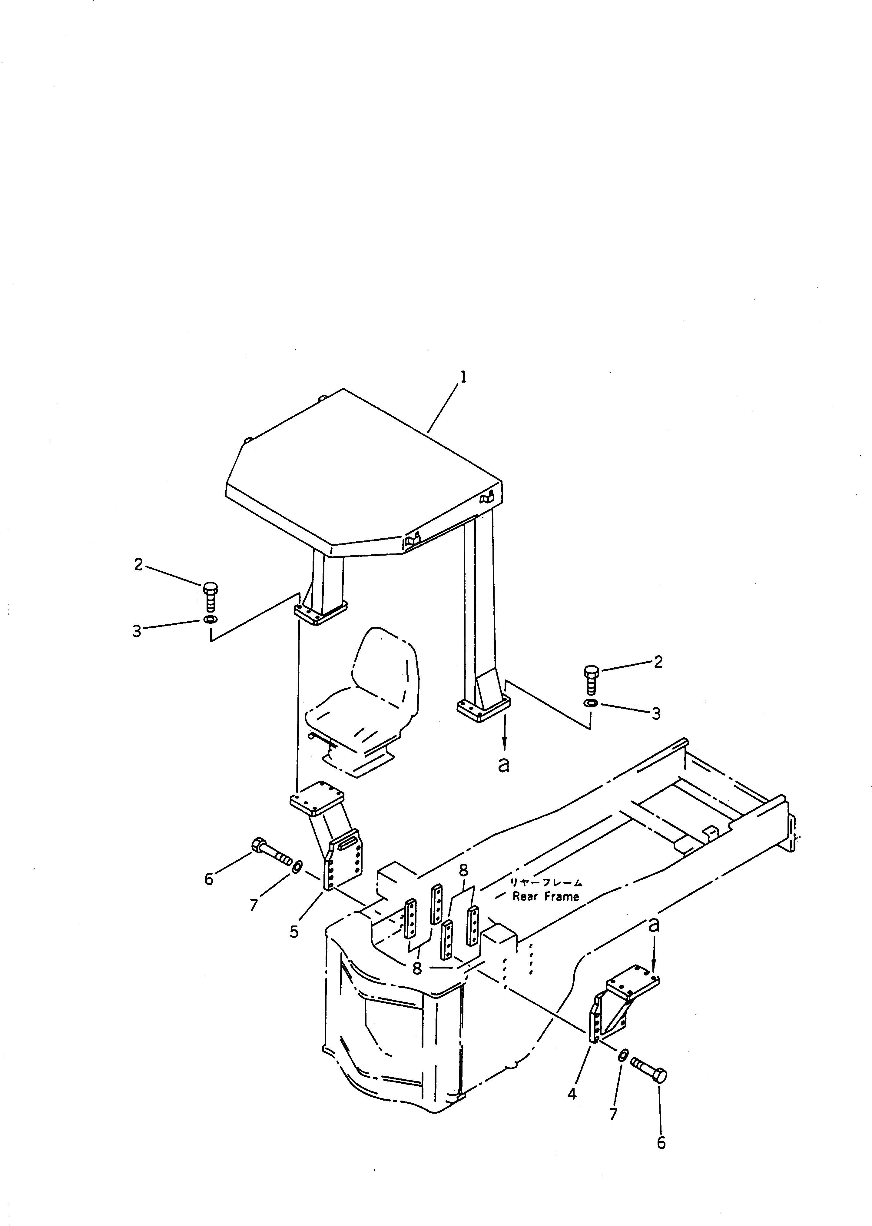 Схема запчастей Komatsu WA470-1 - СИСТЕМА ROPS(№-) РАМА И ЧАСТИ КОРПУСА