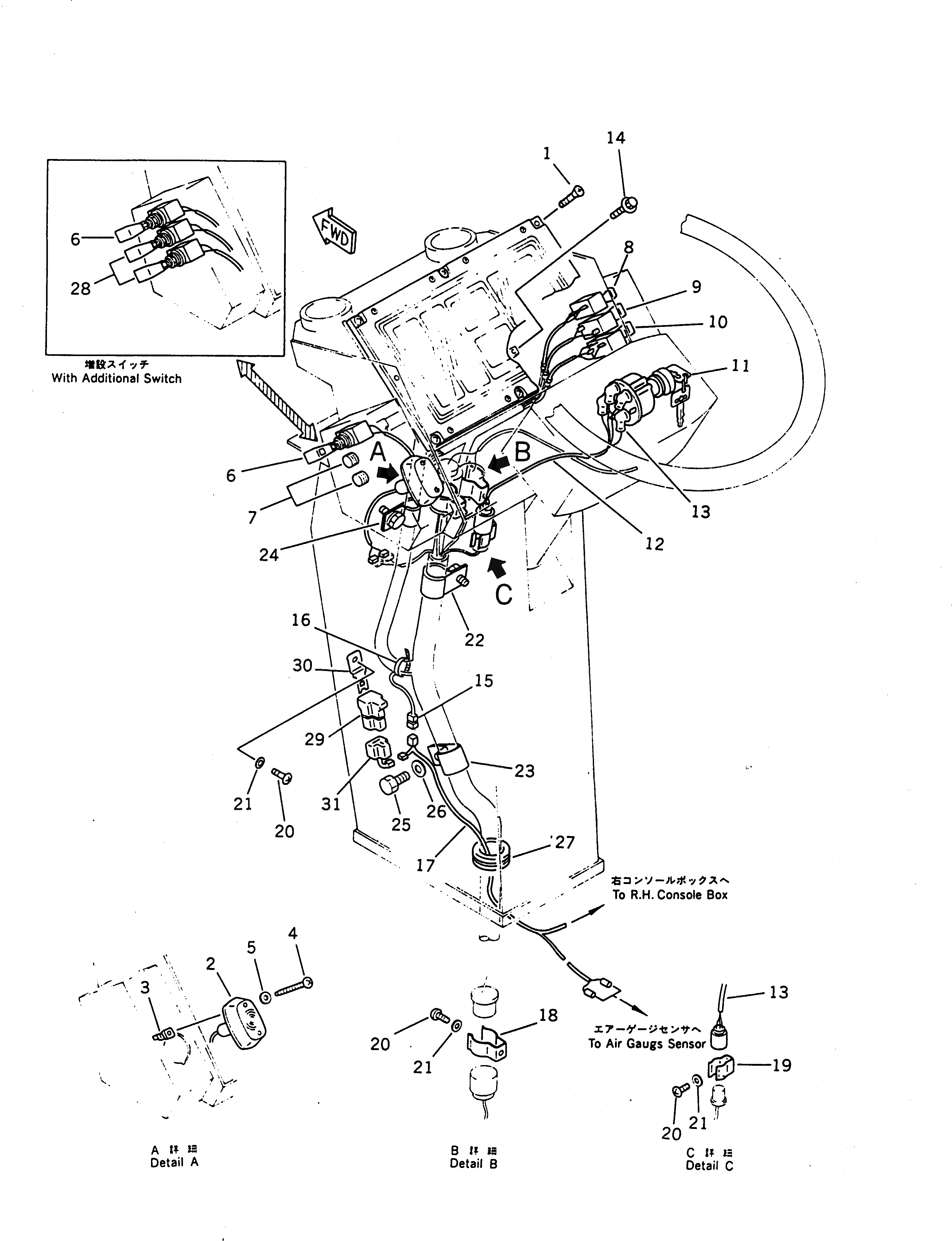 Схема запчастей Komatsu WA470-1 - ПАНЕЛЬ ПРИБОРОВ (СПЕЦ-Я TBG)(№-) СПЕЦ. APPLICATION ЧАСТИ