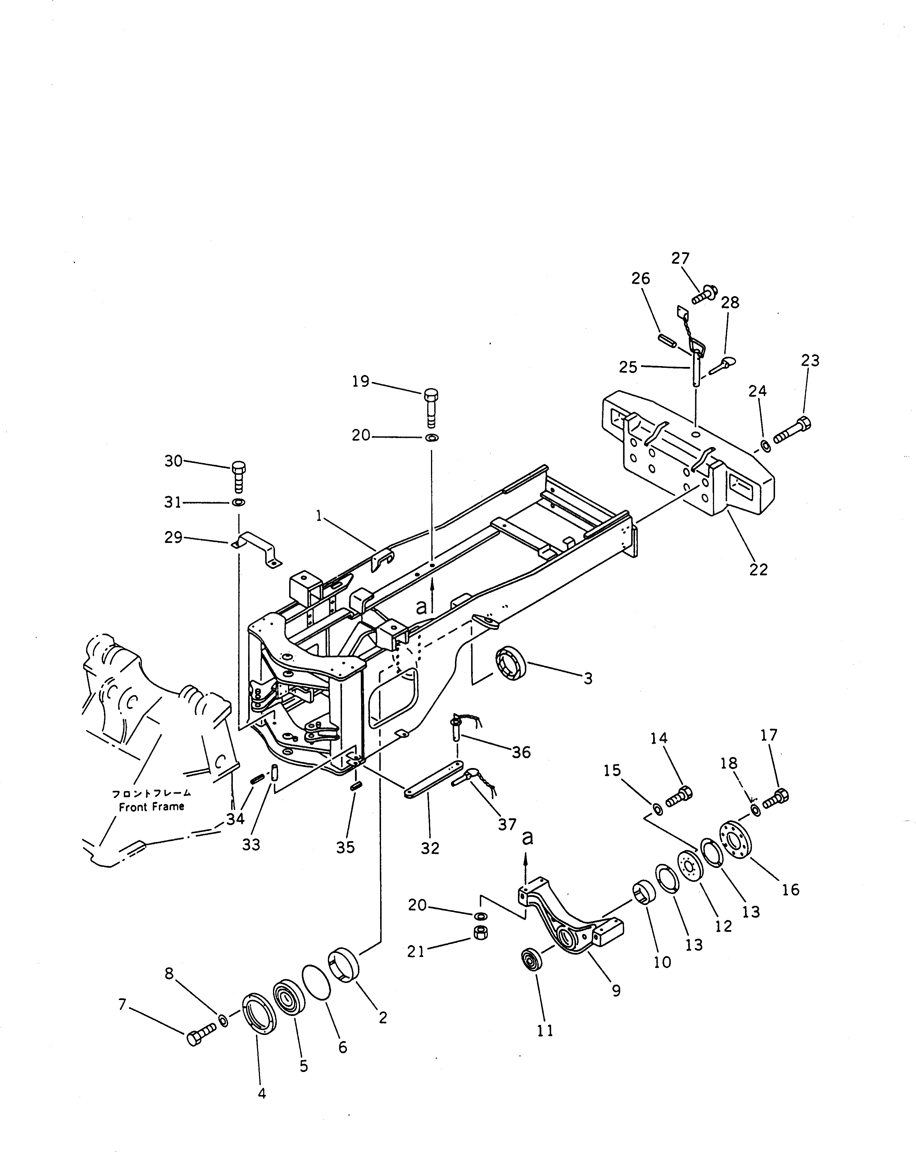 Схема запчастей Komatsu WA470-1 - ЗАДН. РАМА (СПЕЦ-Я TBG)(№-) СПЕЦ. APPLICATION ЧАСТИ