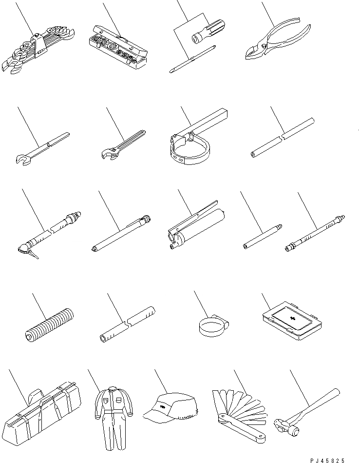 Схема запчастей Komatsu WA470-1 - ИНСТРУМЕНТ(№-) МАРКИРОВКА¤ ИНСТРУМЕНТ И РЕМКОМПЛЕКТЫ