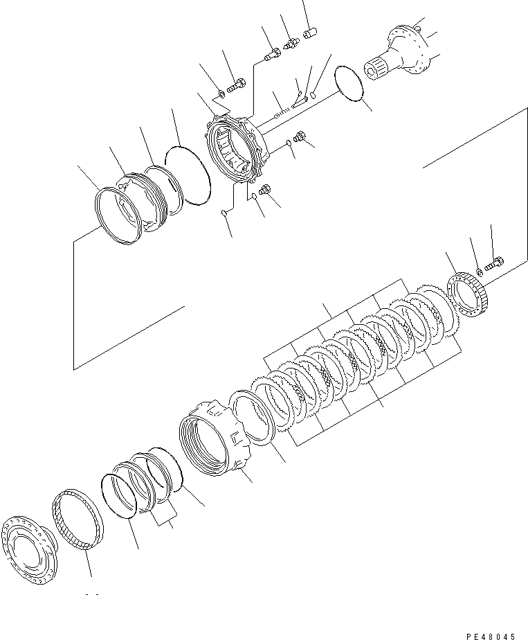 Схема запчастей Komatsu WA470-3 - ЗАДНИЕ ТОРМОЗА(№-) ВЕДУЩ. ВАЛ¤ ДИФФЕРЕНЦ. И КОЛЕСА