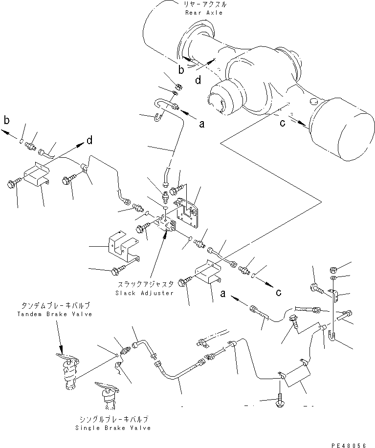 Схема запчастей Komatsu WA470-3 - ТОРМОЗ. МАСЛОПРОВОДЯЩАЯ ЛИНИЯ (ЗАДН. ТОРМОЗН. ГИДРОЛИНИЯ)(№-) ВЕДУЩ. ВАЛ¤ ДИФФЕРЕНЦ. И КОЛЕСА