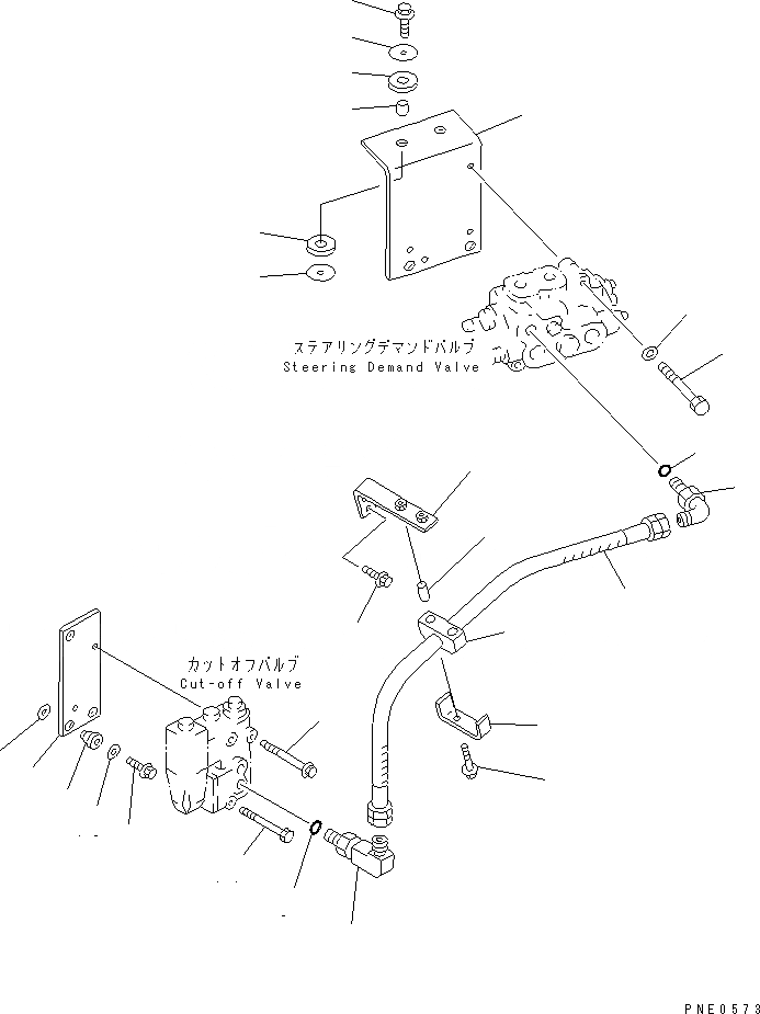 Схема запчастей Komatsu WA470-3 - ГИДРОЛИНИЯ (ЛИНИЯ ПЕРЕКЛЮЧАЮЩИЙ НАСОС - ОТСЕКАЮЩ. КЛАПАН) (/)(№-) РУЛЕВ. УПРАВЛЕНИЕ И СИСТЕМА УПРАВЛЕНИЯ