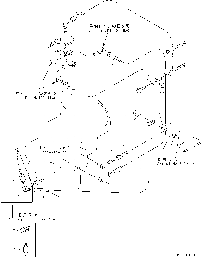 Схема запчастей Komatsu WA470-3 - ГИДРОТРАНСФОРМАТОР И ТРАНСМИССИЯ (ГИДРОЛИНИЯ СТОЯНОЧНОГО ТОРМОЗА) СИЛОВАЯ ПЕРЕДАЧА