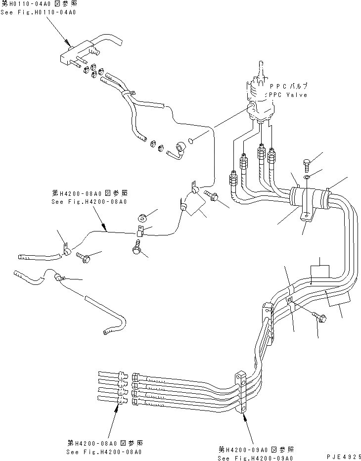 Схема запчастей Komatsu WA470-3 - ГИДРОЛИНИЯ (КРЕПЛЕНИЕ ЛИНИЙ КЛАПАНА PPC И ВОЗВРАТНОЙ ЛИНИИ) ГИДРАВЛИКА