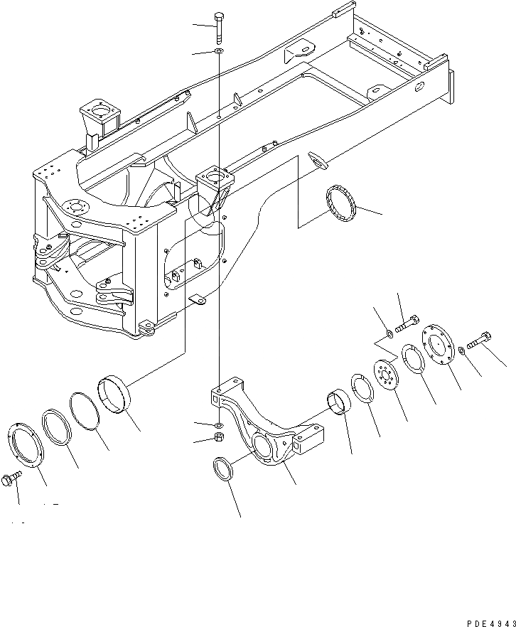 Схема запчастей Komatsu WA470-3 - ЗАДН. МОСТ СУППОРТ ОСНОВНАЯ РАМА И ЕЕ ЧАСТИ