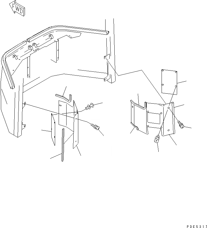 Схема запчастей Komatsu WA470-3 - КАБИНА ROPS (ПЕРЕДН. ИНТЕРЬЕР COVER) КАБИНА ОПЕРАТОРА И СИСТЕМА УПРАВЛЕНИЯ