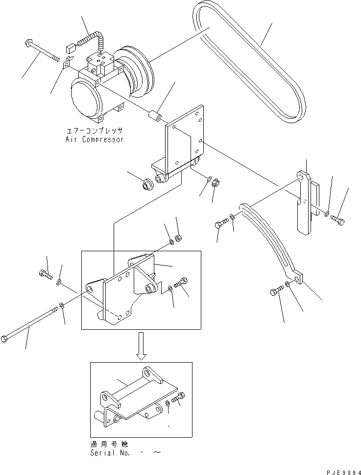 Схема запчастей Komatsu WA470-3 - КРЕПЛЕНИЕ И ПАТРУБКИ КОНДИЦИОНЕРА (КРЕПЛЕНИЕ КОНДИЦИОНЕРА) КАБИНА ОПЕРАТОРА И СИСТЕМА УПРАВЛЕНИЯ
