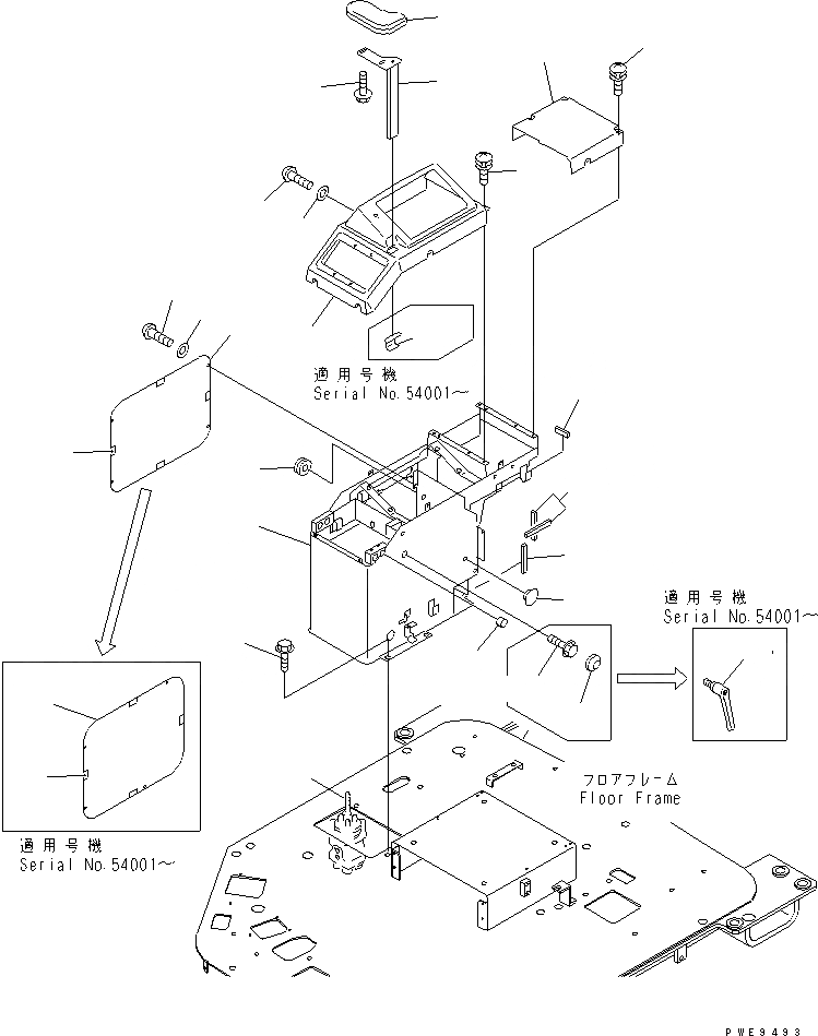Схема запчастей Komatsu WA470-3 - ПОЛ (ПРАВ. КОНСОЛЬН. БЛОК) КАБИНА ОПЕРАТОРА И СИСТЕМА УПРАВЛЕНИЯ