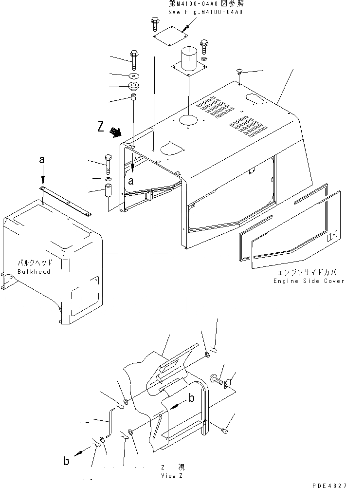 Схема запчастей Komatsu WA470-3 - КАПОТ (КАПОТ И ЭЛЕМЕНТЫ КРЕПЛЕНИЯ) ЧАСТИ КОРПУСА