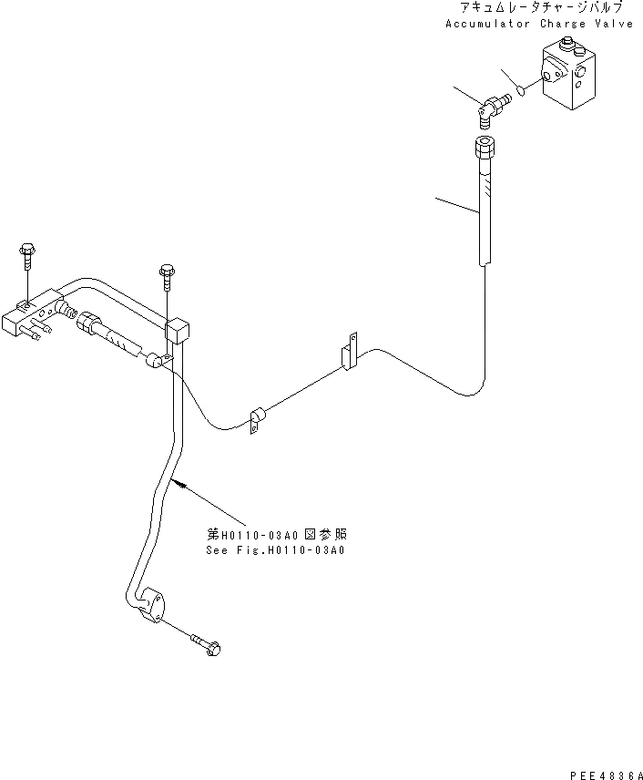 Схема запчастей Komatsu WA470-3 - ОТСЕК ДВИГАТЕЛЯ(ВОЗВРАТНАЯ ЛИНИЯ КЛАПАНА АККУМУЛЯТОРА) ЧАСТИ КОРПУСА