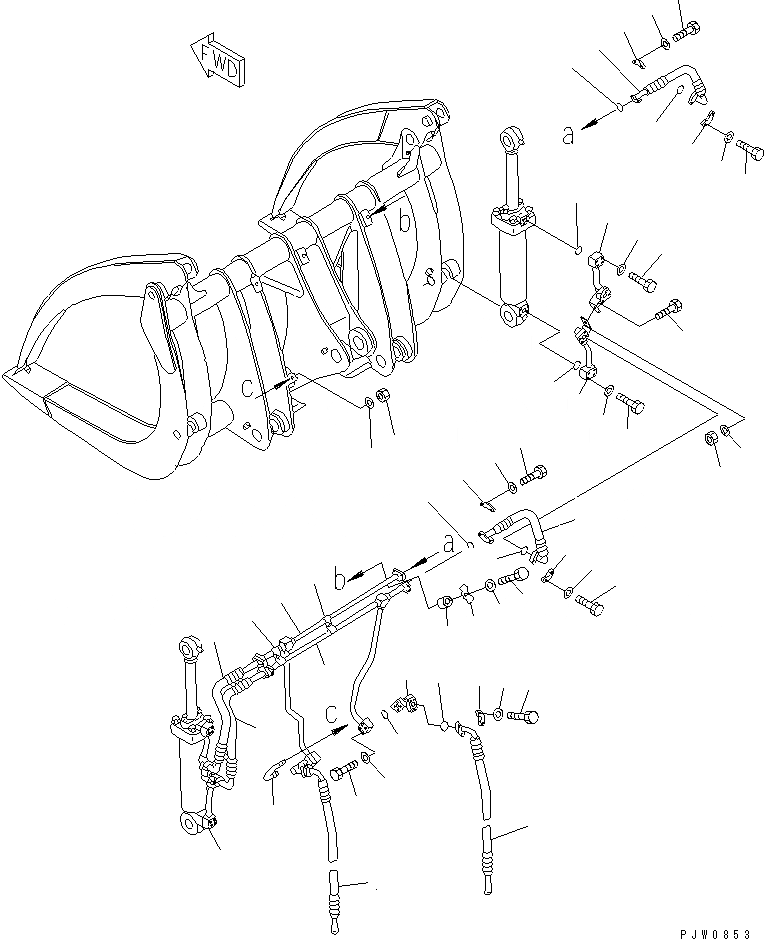 Схема запчастей Komatsu WA470-3 - ЗАХВАТ ДЛЯ БРЕВЕН (ТРУБЫ)(№-) РАБОЧЕЕ ОБОРУДОВАНИЕ