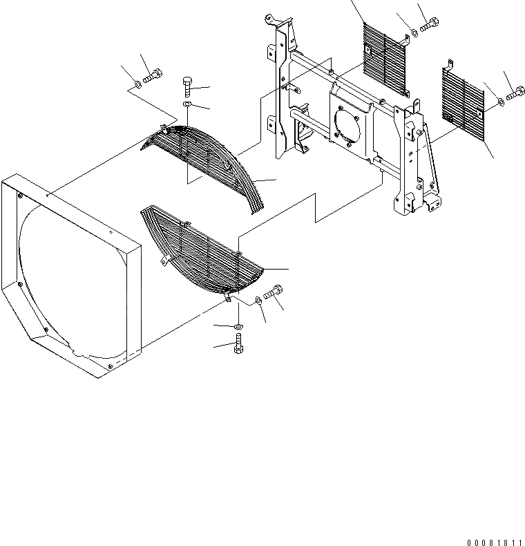 Схема запчастей Komatsu WA470-6 - РАДИАТОР (ЗАЩИТА ВЕНТИЛЯТОРА)(№9-) СИСТЕМА ОХЛАЖДЕНИЯ