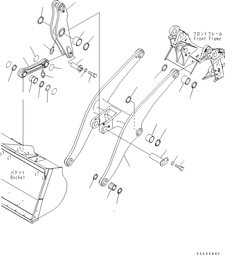 Схема запчастей Komatsu WA470-6 - РУКОЯТЬ И BELL CRANK (ДЛЯ 3-Х СЕКЦИОНН. КЛАПАН И ПОГРУЗ. METER)(№9-) РАБОЧЕЕ ОБОРУДОВАНИЕ