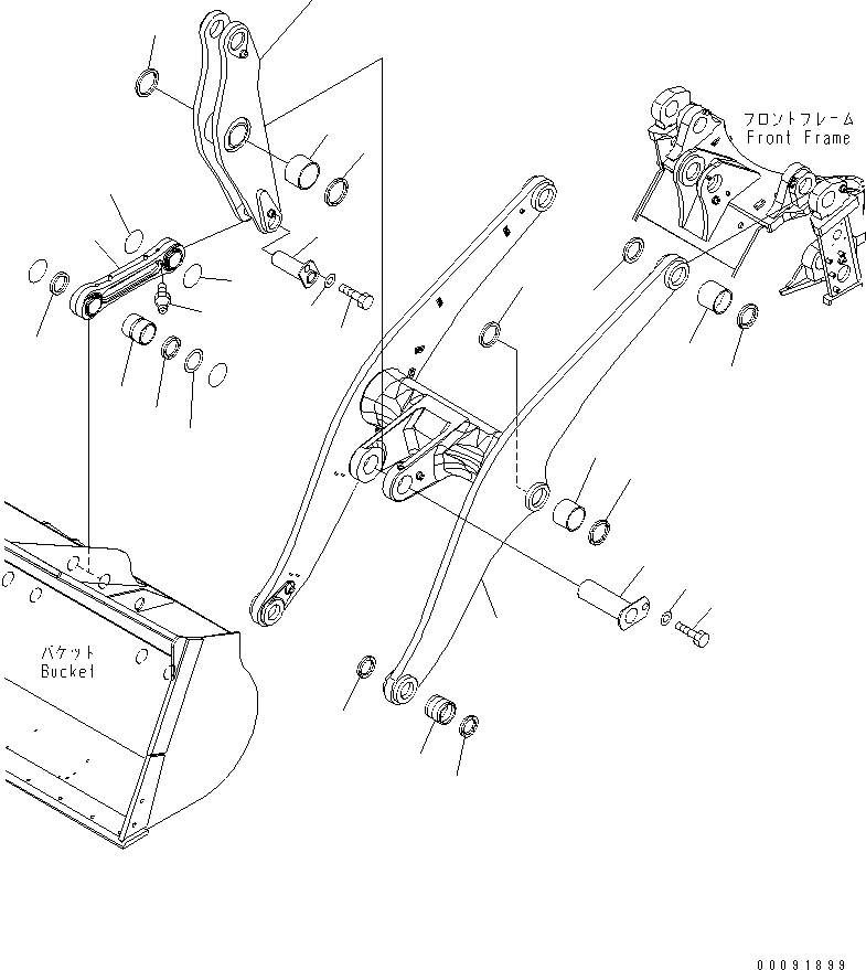 Схема запчастей Komatsu WA470-6 - РУКОЯТЬ И BELL CRANK (ДЛЯ 3-Х СЕКЦИОНН. КЛАПАН И АВТОМАТИЧ. СМАЗ.)(№9-) РАБОЧЕЕ ОБОРУДОВАНИЕ