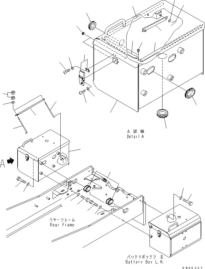 Схема запчастей Komatsu WA470-5 - КОРПУС АККУМУЛЯТОРА (ПРАВ. И КРЕПЛЕНИЕ) (ДЛЯ СТРАН ЕС) ЭЛЕКТРИКА