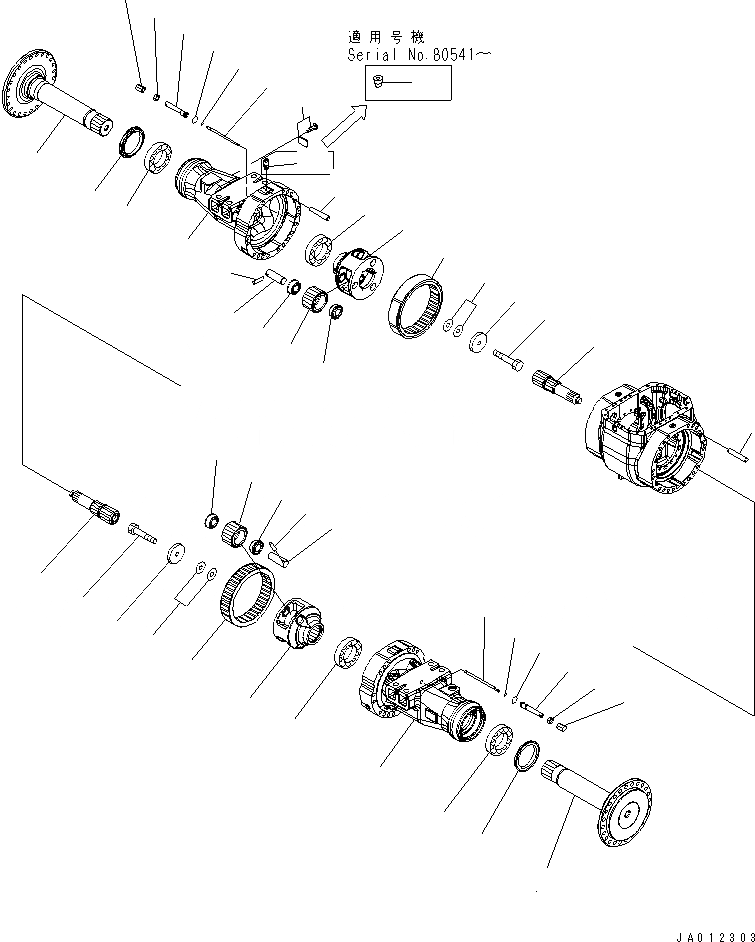 Схема запчастей Komatsu WA470-5 - ПЕРЕДНИЙ МОСТ (КОНЕЧНАЯ ПЕРЕДАЧА) СИЛОВАЯ ПЕРЕДАЧА