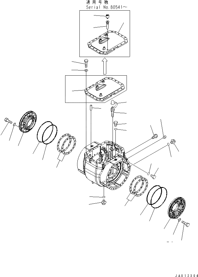 Схема запчастей Komatsu WA470-5 - ПЕРЕДНИЙ МОСТ (КОЖУХ МОСТА АКСЕССУАРЫ) СИЛОВАЯ ПЕРЕДАЧА
