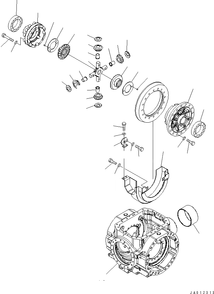 Схема запчастей Komatsu WA470-5 - ЗАДН. МОСТ (ДИФФЕРЕНЦ.¤ /)(№87-) СИЛОВАЯ ПЕРЕДАЧА