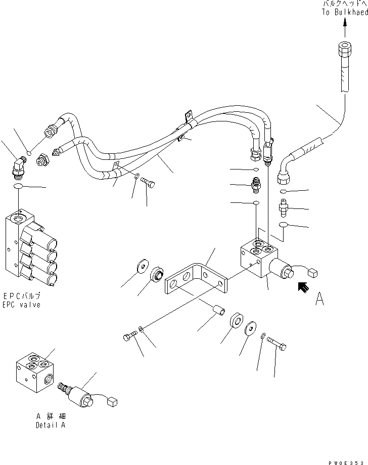 Схема запчастей Komatsu WA470-5 - ГИДРОЛИНИЯ (КЛАПАН ТРУБЫ) (/) (ДЛЯ E.P.C. РЫЧАГ) ГИДРАВЛИКА