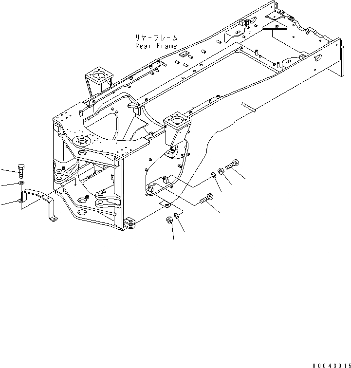 Схема запчастей Komatsu WA470-5 - ЗАДН. РАМА (ЧАСТИ КОРПУСА) (ДЛЯ ТОРМОЗ. ОХЛАЖД-Е) ОСНОВНАЯ РАМА И ЕЕ ЧАСТИ