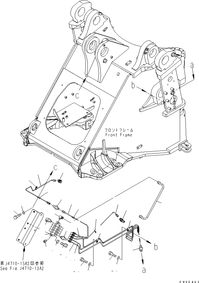 Схема запчастей Komatsu WA470-5 - УДАЛЕННАЯ СМАЗКА (ПЕРЕДНЯЯ РАМА) (С АВТОМАТИЧ. СМАЗКОЙ) ОСНОВНАЯ РАМА И ЕЕ ЧАСТИ