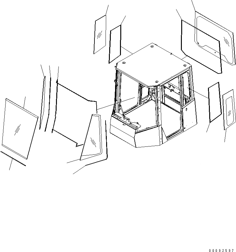 Схема запчастей Komatsu WA470-5 - КАБИНА ROPS (ОКОНН. СТЕКЛА) (КРОМЕ ЯПОН.) КАБИНА ОПЕРАТОРА И СИСТЕМА УПРАВЛЕНИЯ