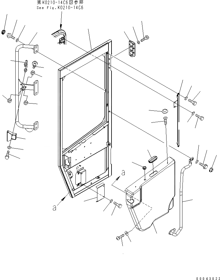 Схема запчастей Komatsu WA470-5 - КАБИНА ROPS (ЧАСТИ ДВЕРИ¤ ПРАВ.) (БЕЗ КОНДИЦ. ВОЗДУХА) КАБИНА ОПЕРАТОРА И СИСТЕМА УПРАВЛЕНИЯ