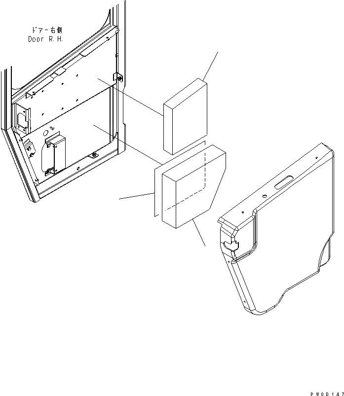 Схема запчастей Komatsu WA470-5 - КАБИНА ROPS (ДВЕРЬ ЩИТКИ¤ ПРАВ.) (БЕЗ КОНДИЦ. ВОЗДУХА) КАБИНА ОПЕРАТОРА И СИСТЕМА УПРАВЛЕНИЯ
