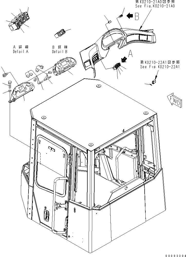 Схема запчастей Komatsu WA470-5 - КАБИНА ROPS (ОСНОВН. МОНИТОР И ТАБЛИЧКИ) (С ПОДОГРЕВ СТЕКЛА OF ЗАДН. ) КАБИНА ОПЕРАТОРА И СИСТЕМА УПРАВЛЕНИЯ