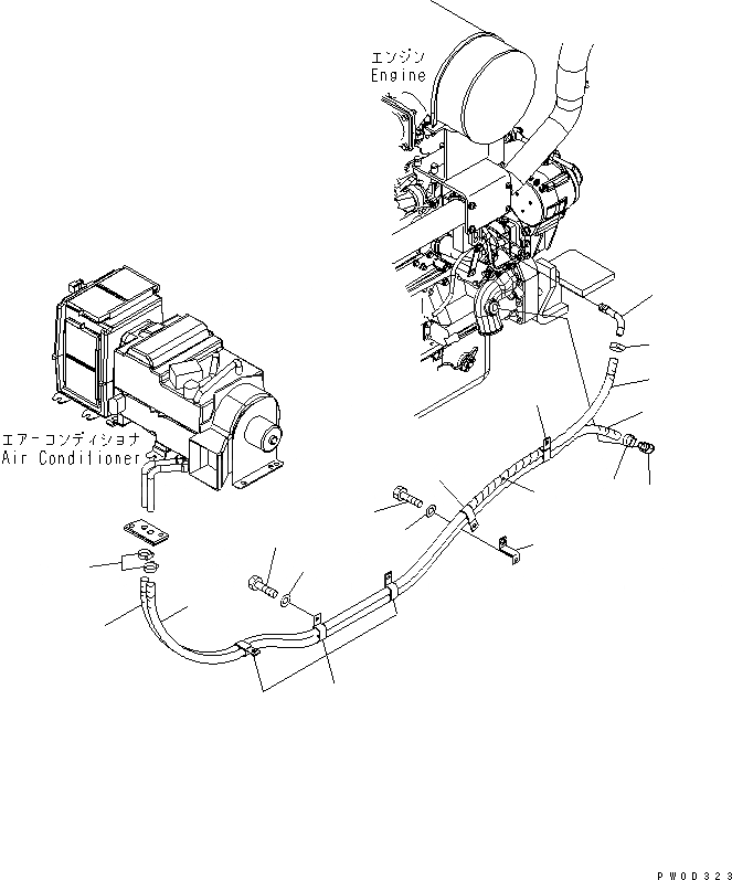 Схема запчастей Komatsu WA470-5 - ГИДР. ПРОВОД. ОБОГРЕВАТЕЛЯ КАБИНА ОПЕРАТОРА И СИСТЕМА УПРАВЛЕНИЯ