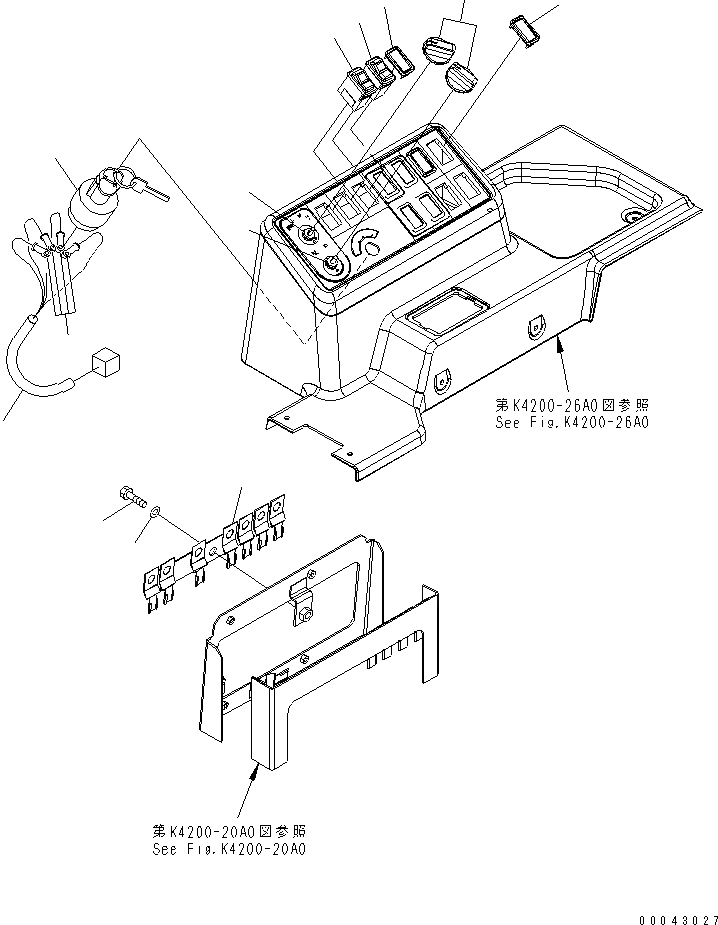 Схема запчастей Komatsu WA470-5 - ОСНОВН. КОНСТРУКЦИЯ (КОРПУС ПЕРЕКЛЮЧАТЕЛЯ) (С РЕВЕРСИВНЫЙ ВЕНТИЛЯТОР) КАБИНА ОПЕРАТОРА И СИСТЕМА УПРАВЛЕНИЯ