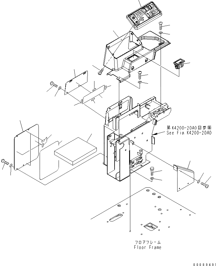 Схема запчастей Komatsu WA470-5 - ОСНОВН. КОНСТРУКЦИЯ (КОНСОЛЬ) (ПРАВ.) (COVER) (ДЛЯ ПЕРЕКЛЮЧАТЕЛЬ НАСОС CUT-OFF) КАБИНА ОПЕРАТОРА И СИСТЕМА УПРАВЛЕНИЯ