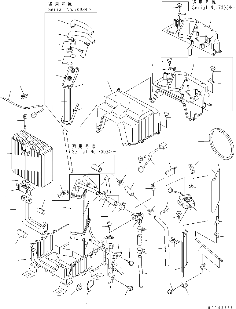 Схема запчастей Komatsu WA470-5 - БЛОК КОНДИЦИОНЕРА (/) ОХЛАЖД-Е (ВНУТР. ЧАСТИ) КАБИНА ОПЕРАТОРА И СИСТЕМА УПРАВЛЕНИЯ