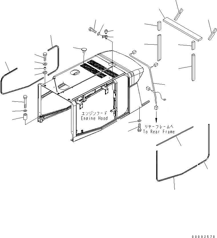 Схема запчастей Komatsu WA470-5 - КАПОТ (ЩИТКИ И ЭЛЕМЕНТЫ КРЕПЛЕНИЯ) (ЗАПЫЛЕНН МЕСТН. ARRANGEMENT) ЧАСТИ КОРПУСА