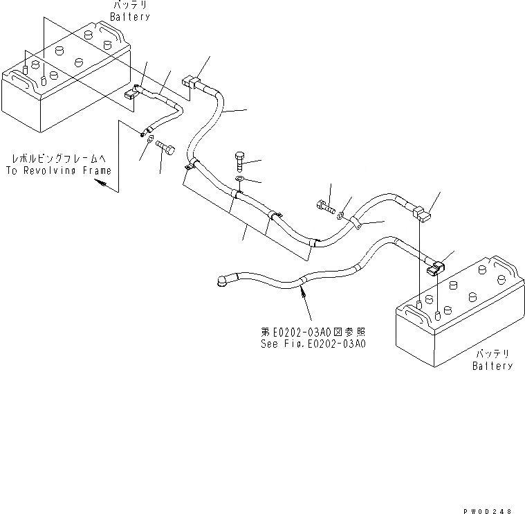 Схема запчастей Komatsu WA470-5 - КОРПУС АККУМУЛЯТОРА (ПРОВОДКА АККУМУЛЯТОРА) ЭЛЕКТРИКА