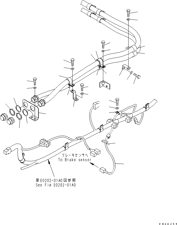 Схема запчастей Komatsu WA470-5 - ПРОВОДКА (КРЕПЛЕНИЕ И ТОРМОЗ. Э/ПРОВОДКА) ЭЛЕКТРИКА