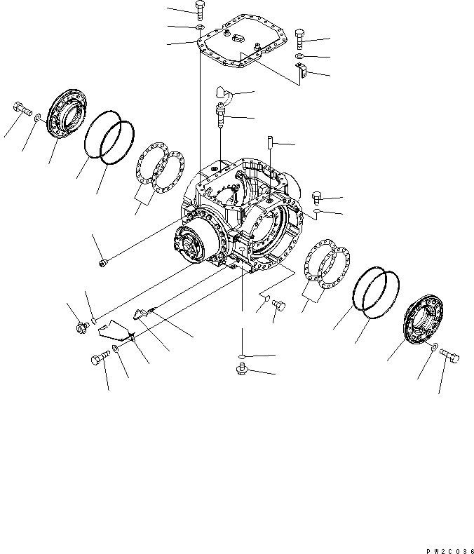 Схема запчастей Komatsu WA470-5 - ЗАДН. МОСТ (КОЖУХ МОСТА АКСЕССУАРЫ) ТРАНСМИССИЯ