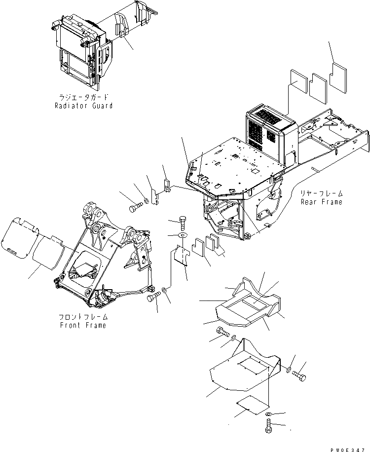 Схема запчастей Komatsu WA470-5 - БЛОКИРОВКА И КРЫШКИ(ШУМОПОДАВЛ. СПЕЦ-Я) ОСНОВНАЯ РАМА И ЕЕ ЧАСТИ
